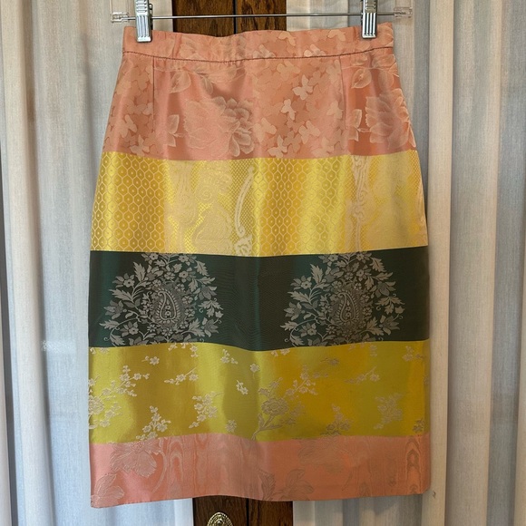 Christian Lacroix Dresses & Skirts - Christian Lacroix Colorblock Silk Blend Jacquard Damask Pencil Skirt